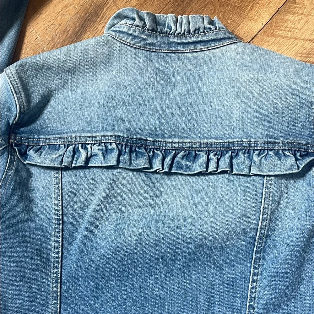 Light Blue Denim Jacket with Ruffles - Picture 4 of 4